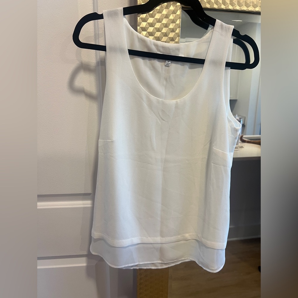 Stylish Rose & Olive Sheer Sleeveless Blouse Women's Small